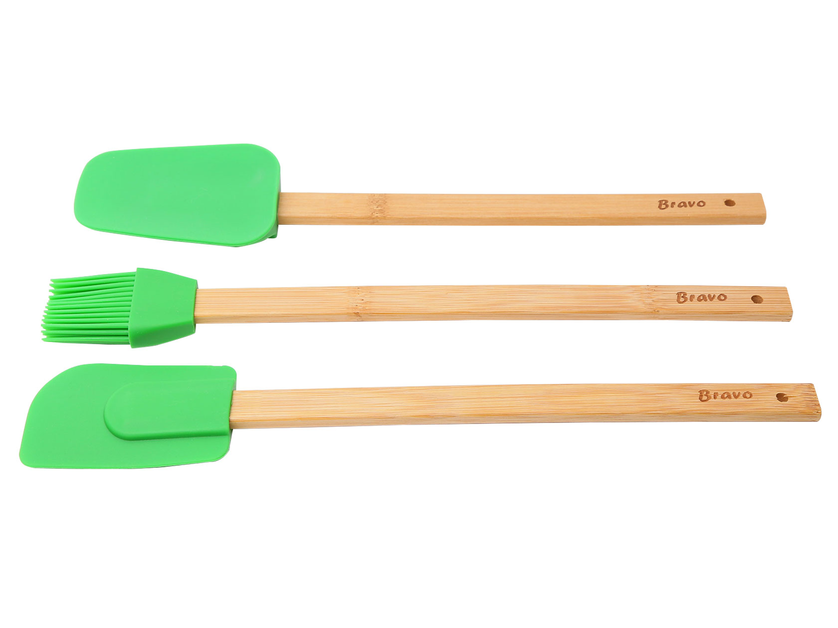 Набор кухонных принадлежностей Bravo Бамбук / Зеленый, силикон