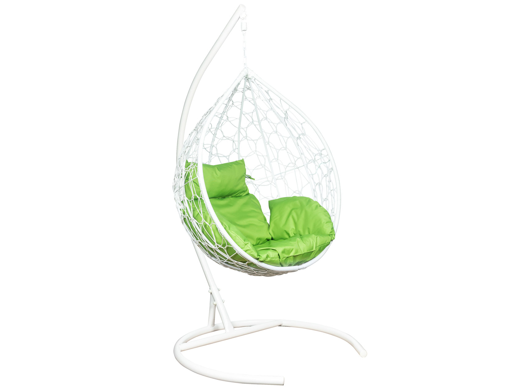 Подвесное кресло Эва Белый, ротанг / Зеленое яблоко, ткань